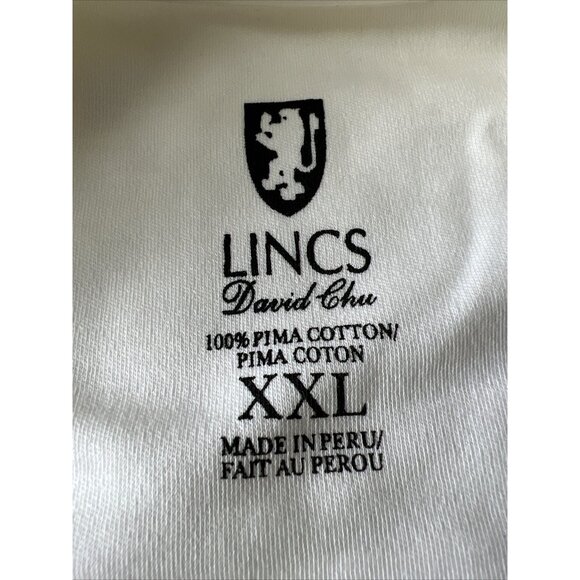 Lincs David Chu White Crewneck T-Shirt XXL 100% Pima Cotton Casual Wear - Picture 3 of 7